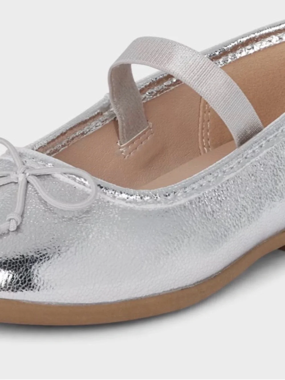 Girls Bow Ballet Flats - Metallic